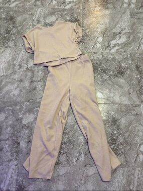 SHEIN Light Beige Two-Piece Wide Leg Knit Set